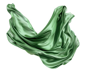 Naklejka premium Floating elegant green fabric, cut out