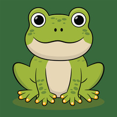 hand-drawn organic Illustration of a cute green frog
