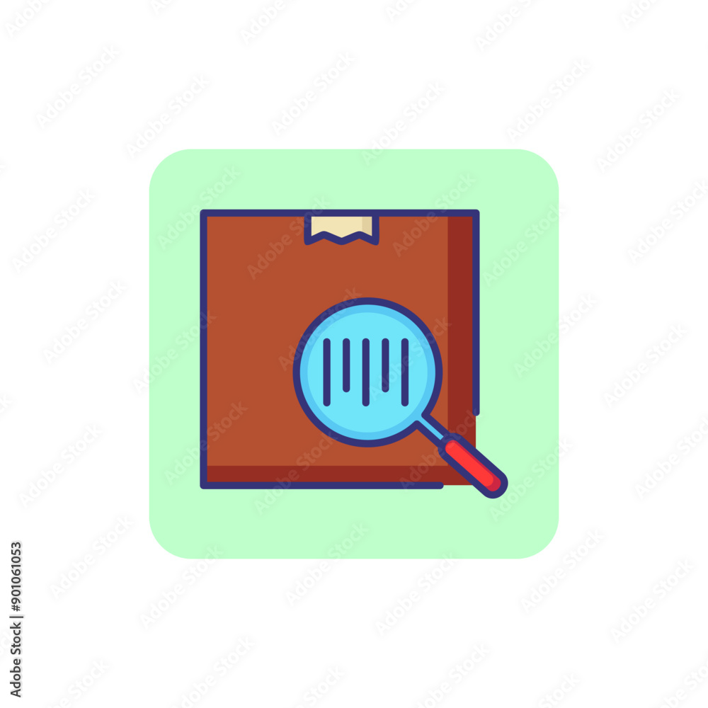 Aufkleber bar code line icon. barcode on box through magnifier glass. delivery concept. can be used for topics