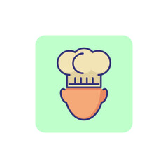 Chef in cooking hat line icon. Menu, kitchen, cookery. Restaurant concept. Vector illustration can be used for topics like food, occupation, gastronomy