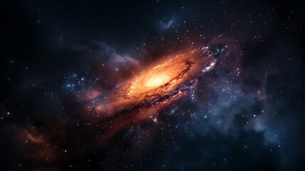 Obraz premium Abstract representation of space with swirling galaxies and stars