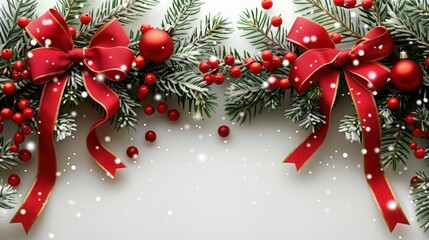 Festive Christmas Party Invitation with Red Label and Green Ribbon