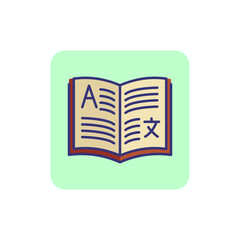 Dictionary line icon. Chinese learning, glossary, vocabulary. Translation concept. Can be used for topics like foreign languages, translating, mandarin