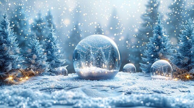 Snow Globe Templates with Empty Glass and Snow on Background - Vector Christmas and New Year Design Elements