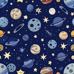 seamless pattern of minimalist celestial bodies, Generative AI