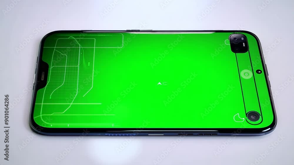 Poster green screen smartphone setup for tracking movements and rotations generative ai