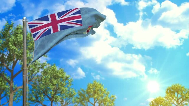 flag of Fiji at sunny day, holiday symbol