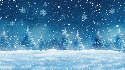 Christmas Snowfall: Vector Illustration of Snowflakes Falling on a White Background
