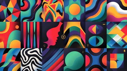 Obraz premium An abstract design with geometric shapes and bright colors.