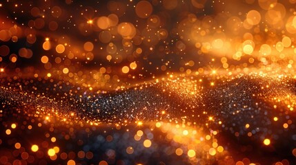 Golden Glittering Abstract Background with Blurred Dots