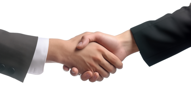 Businessman shaking hands with a client isolated on white background