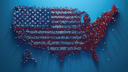 Happy Labor Day Card with US Flag and World Labor Illustration on Blue Background - Vector