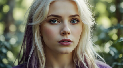 Naklejka premium Portrait of a beautiful young woman close-up