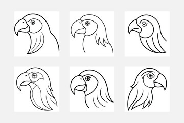 Fototapeta premium Adorable Parrot Coloring Art for Kids White Background 