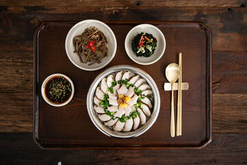 bi bim bap cooked in a stone pot