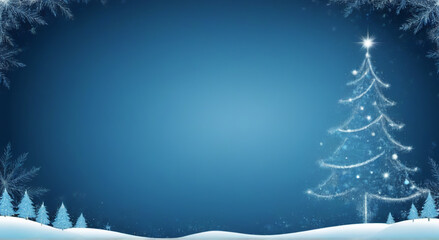 christmas background with fir tree and snowflakes