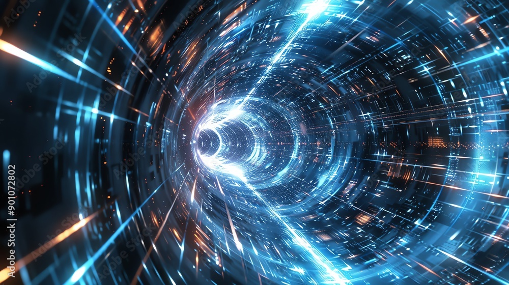 Aufkleber abstract tunnel background featuring virtual integration and progression of realitys essence