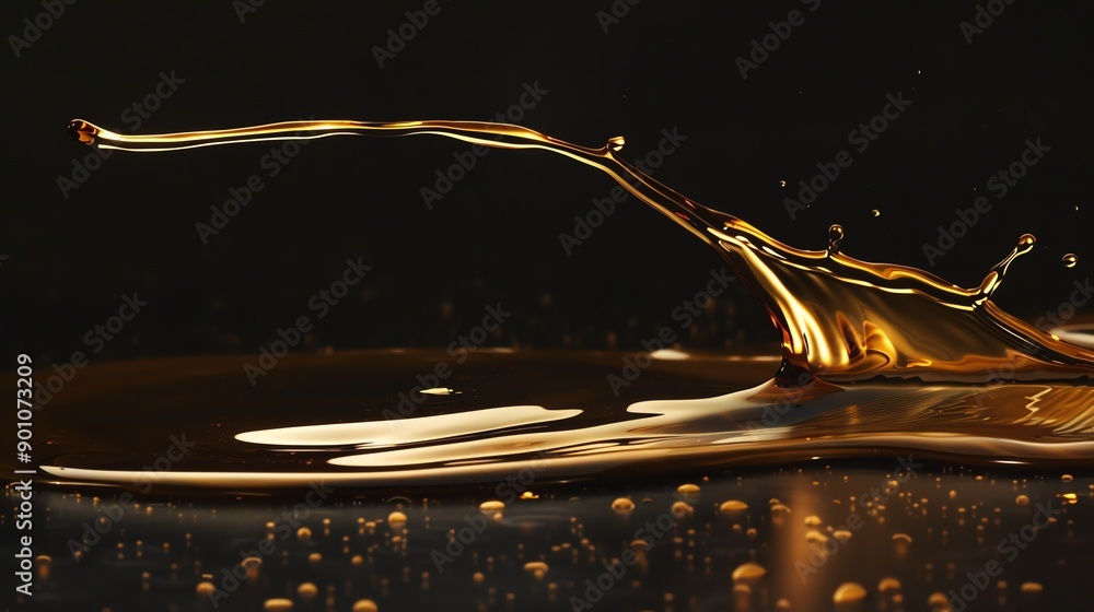 Poster a golden liquid splashing and creating a crown shape.