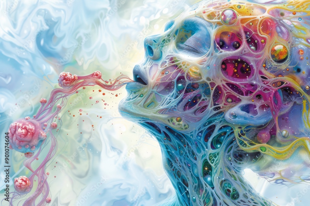 Aufkleber abstract neural network art representing cognitive creativity and imagination