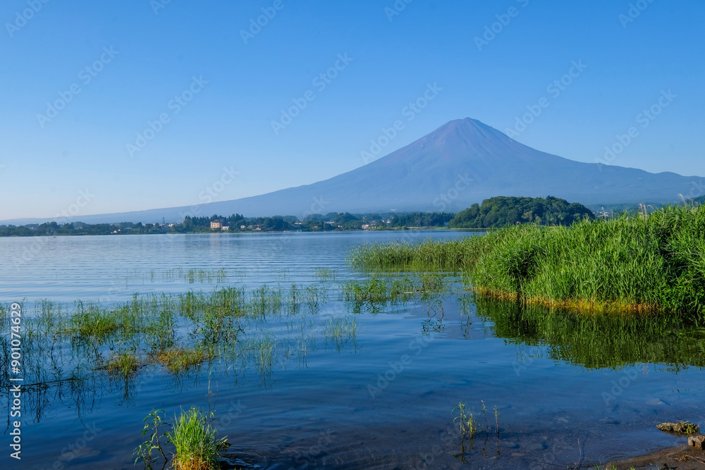 Poster 山梨県河口湖と富士山