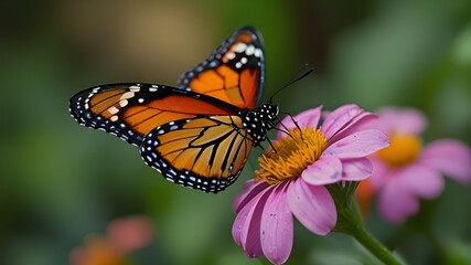 Fototapeta premium colorful butterfly on the flower beauty of nature Generative AI