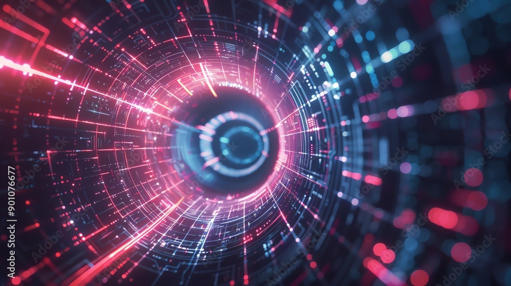 Aufkleber abstract tunnel background with connectivity, showcasing data adaptation and cognitive intelligence