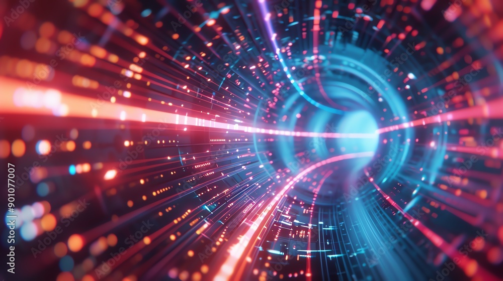 Aufkleber abstract tunnel background with connectivity, showcasing data adaptation and cognitive intelligence