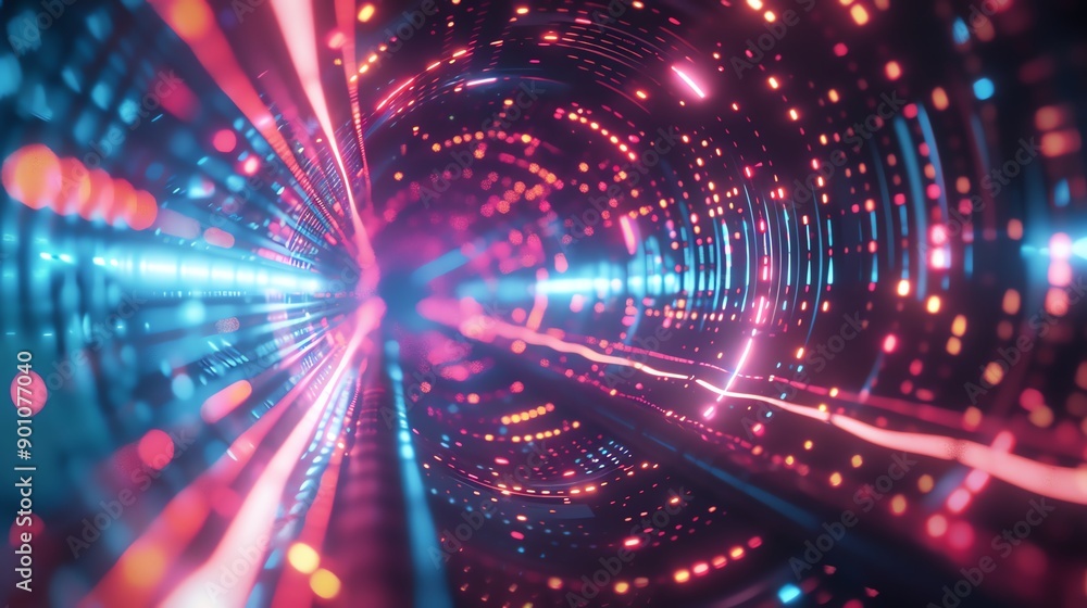 Aufkleber abstract tunnel background with connectivity, showcasing data adaptation and cognitive intelligence