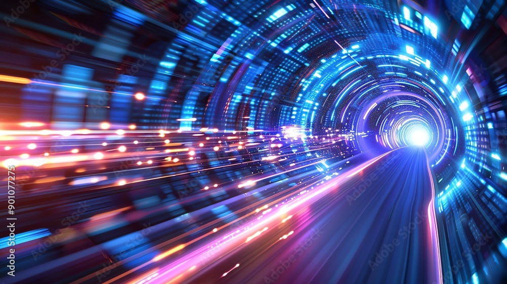Aufkleber abstract tunnel background with connectivity, showcasing data adaptation and cognitive intelligence