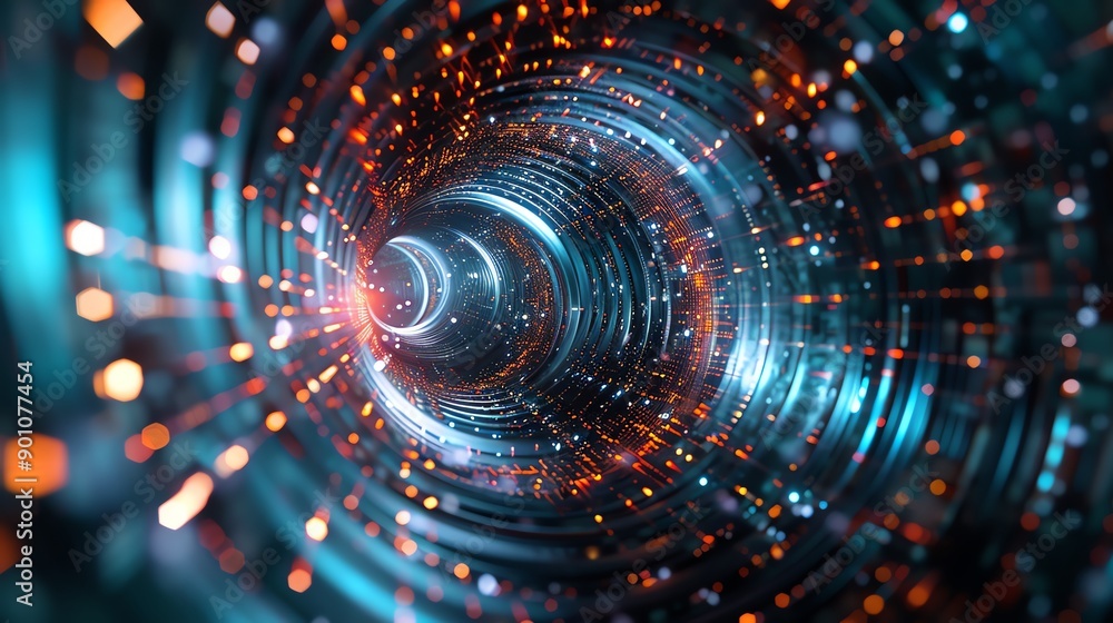 Aufkleber abstract tunnel background with connectivity, showcasing data adaptation and cognitive intelligence