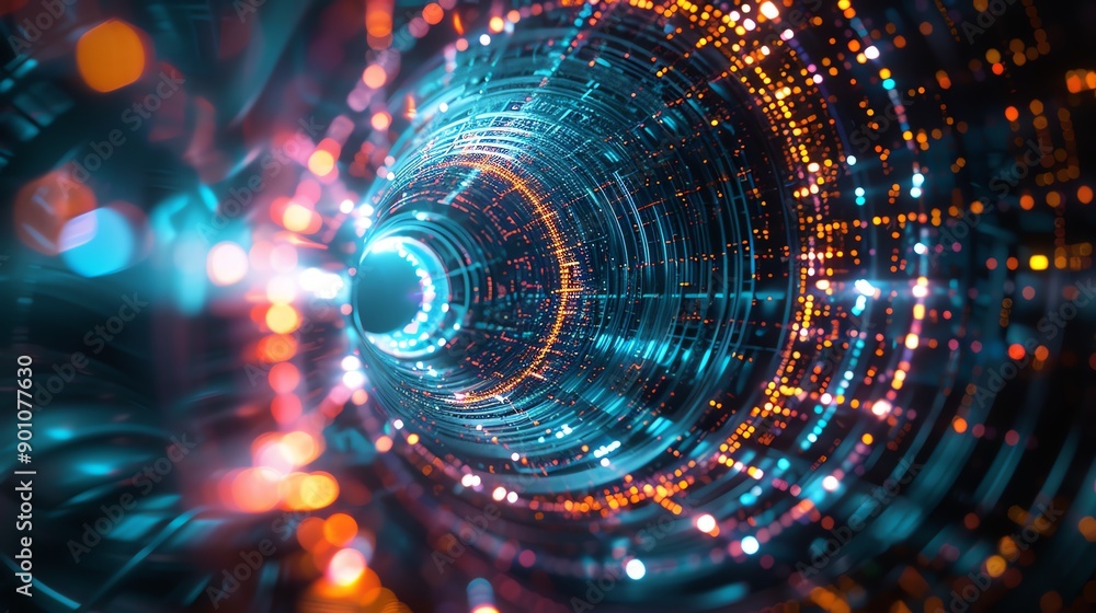Aufkleber abstract tunnel background with connectivity, showcasing data adaptation and cognitive intelligence
