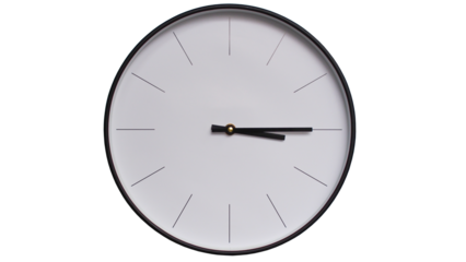 Minimalist White face and Black frame Wall Clock on White background - Perfect for Time Management and Scheduling Concepts - 15.15, 03.15