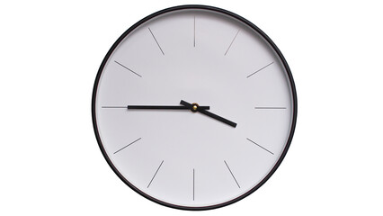 Minimalist White face and Black frame Wall Clock on White background - Perfect for Time Management and Scheduling Concepts - 15.45, 3.45