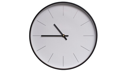 Minimalist White face and Black frame Wall Clock on White background - Perfect for Time Management and Scheduling Concepts - 10.45, 22.45