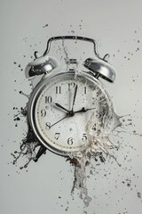 Dissolving alarm clock. Concept of time melting away