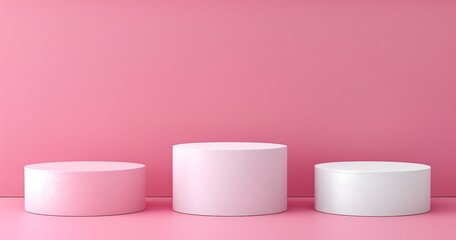 Gradated Cylinders on Pink Background - Ideal for Beauty Product Display