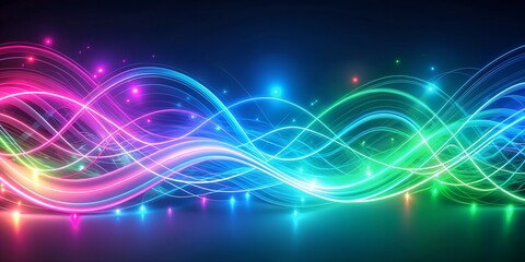 Fototapeta premium Vibrant neon lights swirl together in mesmerizing gradient of blue
