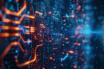 Obraz premium Glowing Digital Network Representing Connectivity and Data Exchange