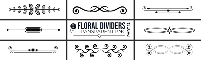 Line dividers. Decorative swirl text separators, vintage divider, Ornament divider collection, Wedding invitation card background with golden line art flower and botanical leaves Organic shapes, 