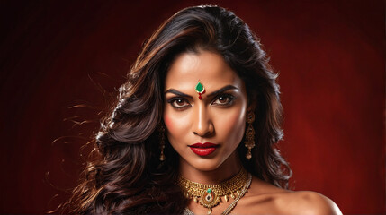 Fototapeta premium Closeup of very attractive and glamorous Indian woman