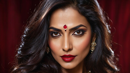 Fototapeta premium Closeup of very attractive and glamorous Indian woman