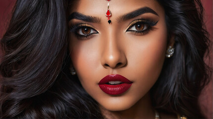 Fototapeta premium Closeup of very attractive and glamorous Indian woman
