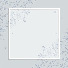 Cute kawaii floral frame border wedding invitation template and greeting card