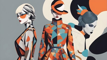 Graphic design with motifs of avant-garde fashion and experimental clothing design

