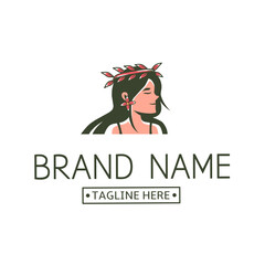 beautiful woman flower logo.natural beauty simple logo concept