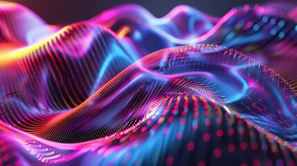 Fototapeta premium An abstract background with flowing, colorful lights and a grid pattern.