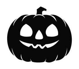 Halloween pumpkin with smile face. Vector cartoon character silhouette illustration