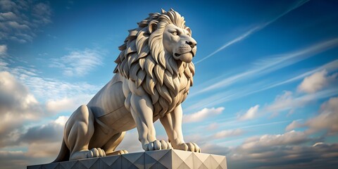 Fototapeta premium LION STATUE TRIANGULATE WITH APLHA Generative AI