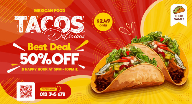Mexican food banner template design in vector illustration