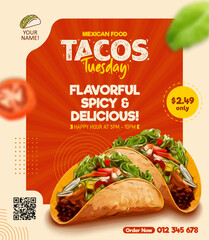 Mexican food promotion vector design post template